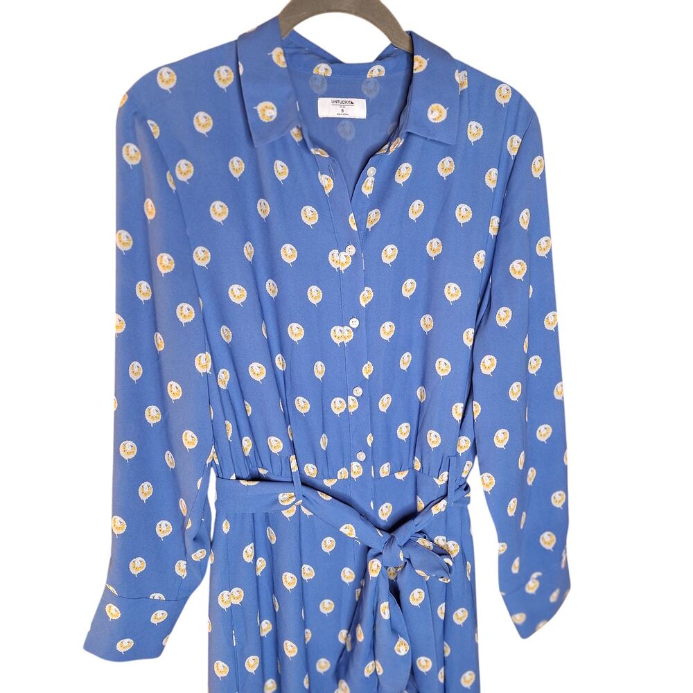 Untuckit size 6 Susan midi dress block print long sleeve button down shirt dress - Picture 10 of 11